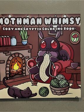 Mothman Whimsy Cozy and Cryptid Coloring Book - Burgundy Cover
